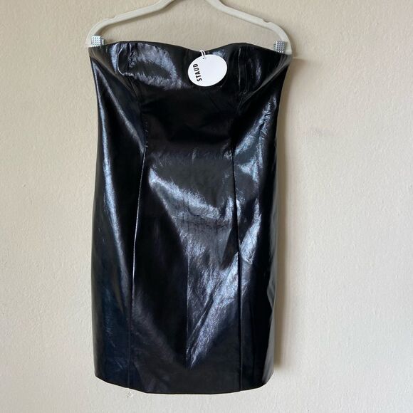 NWT Staud Tracing Mini Black Dress Strapless Size 10 - Picture 8 of 12